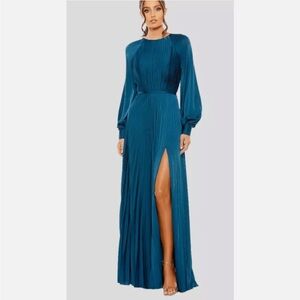 Mac Duggal Teal Long Sleeve Gown